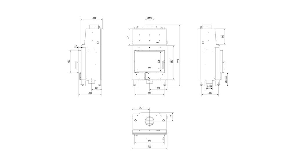 Water heating fireplace KRATKI MBM 12 kW Ø 180 self closing door