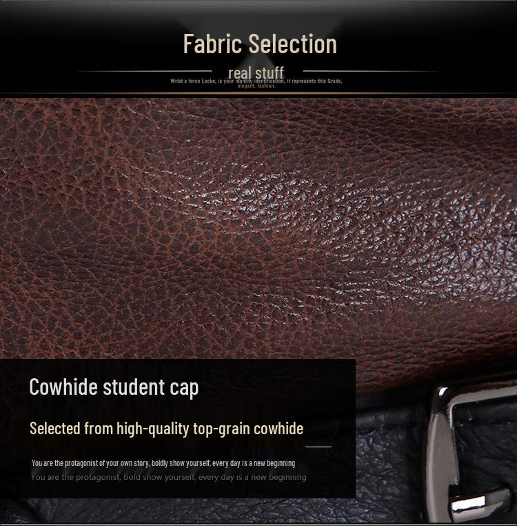 Korean Style Genuine Leather Duckbill Cap for Men & Women - Autumn/Winter Flat Top Military Biker Cap