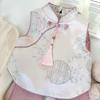 Girls' Winter 2025 Chinese-Style Fleece-Lined Vest & Flared Pants Two-Piece Set