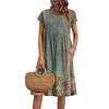Women's Summer Fashion Casual Round Neck Short Sleeve Floral Print Dress