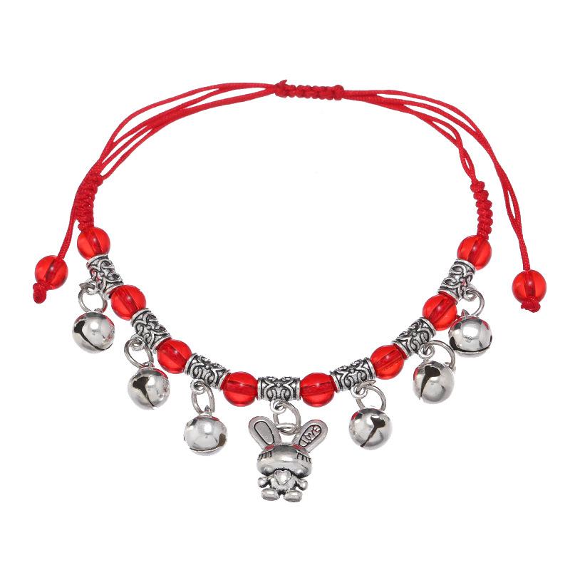 Zodiac red rope woven bell bracelet natal life men's and women's versatile hand rope anklet accessories