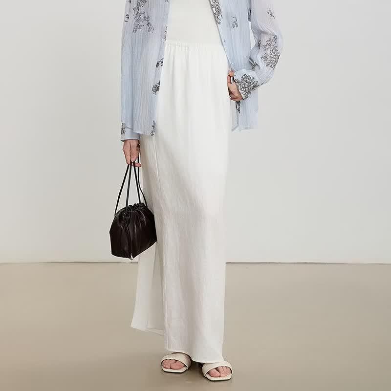 Gejin Linen A-Line Midi Skirt M