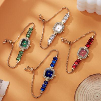 Niche Light Luxury Mini Square High-end Women's Watch Luxury Diamond-encrusted Retro Wheat Ear Quartz Women's Watch
