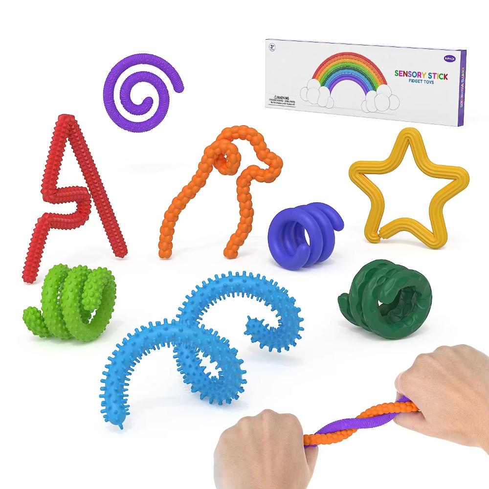 8 stuks EDC Fidget Sensorische Stokjes speelgoed, Zorgballen Autisme Kalmerend Kind Volwassenen Angstverlichting Stress Sensorisch Speelgoed, Kerstcadeaus blue