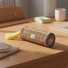 Soft Pen Case Portable Handle Checkered Round Pencil Pouch Easy To Clean Cylinder