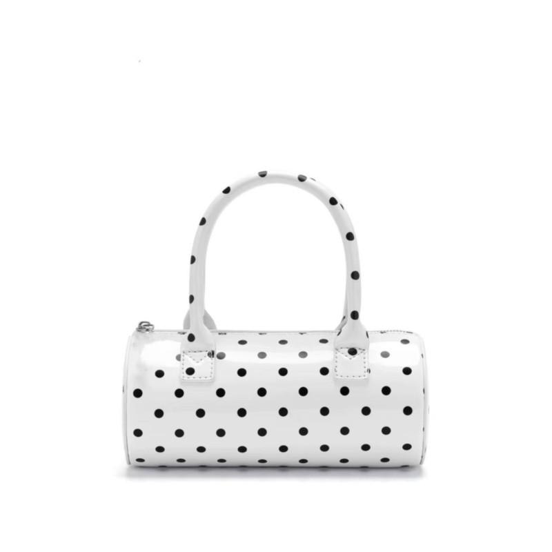 Korean Style Polka Dot Cylinder Handbag Sweet Cute Soft Fashion Women Boston Bag Ladies Leather Unique Shoulder Crossbody Bag