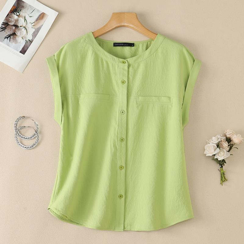 ZANZEA Women Casual Round Neck Solid Color Sleeveless Tank Tops S