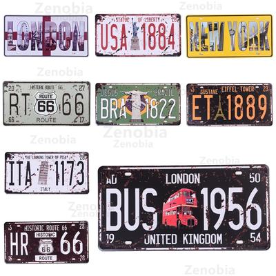 Vintage Metallschild London City Blechposter Autokennzeichen Metallplakette Schilder Shabby Retro Eisenmalereien Bar Garage Café Heimdeko