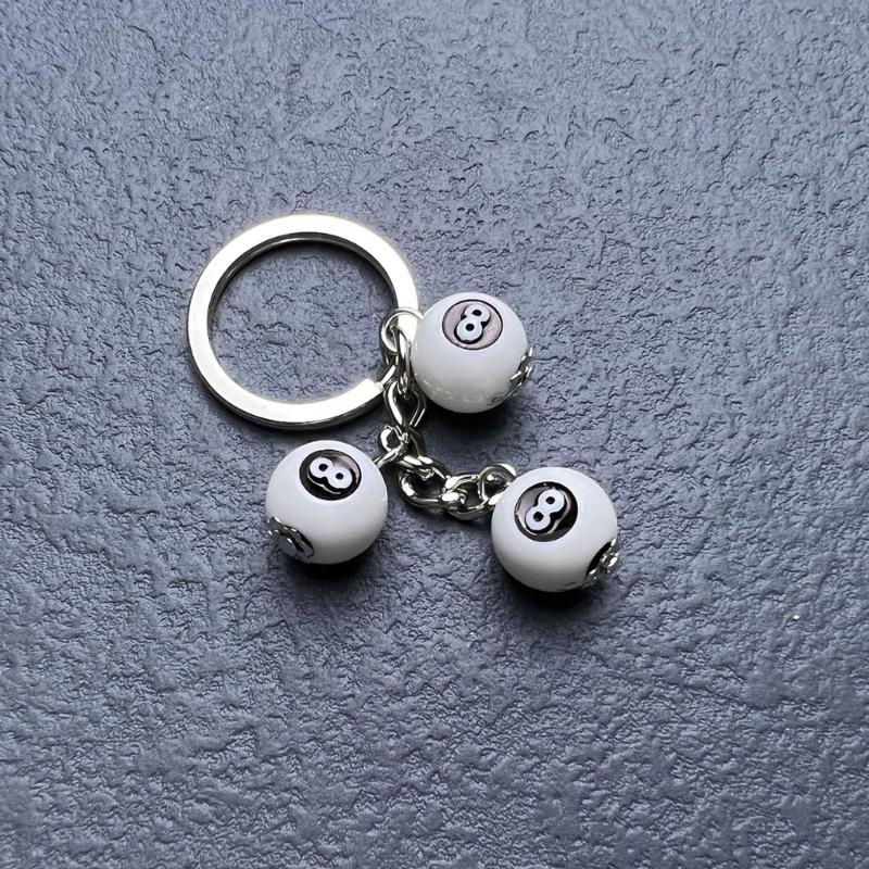 Smiling Face Dice 8 Ball Charm Keyring Backpack Decoration Handmade Pendant Keyring Fashion Bag Charm Fashion Keychain