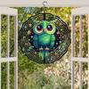 Starry Sky Owl Wind Chime Outdoor Garden Decor Metal Wind Powered Rotating Hanging Ornament with 360 Swivel Hook Easy Install No Electricity Needed
