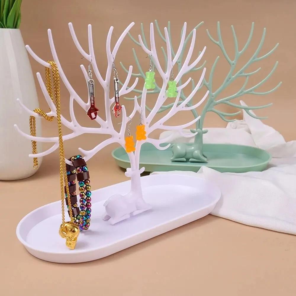 Plastic Antler Tree-shaped Jewelry Storage Box Earring Necklace Bracelet Stud Earring Hanging Rack And Accessory Display Stand