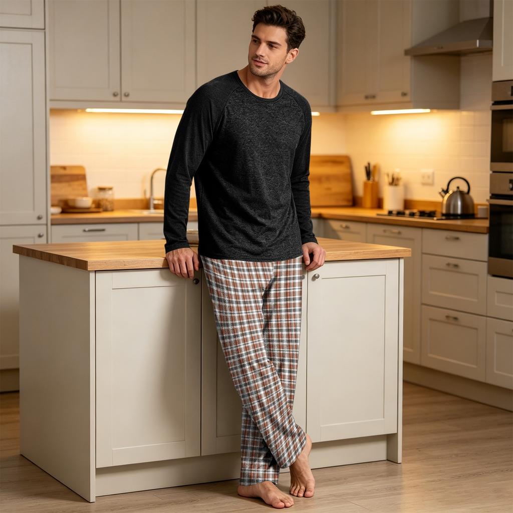 Men's Long Sleeve Pajama Set Loungewear for Sleep and Relaxation