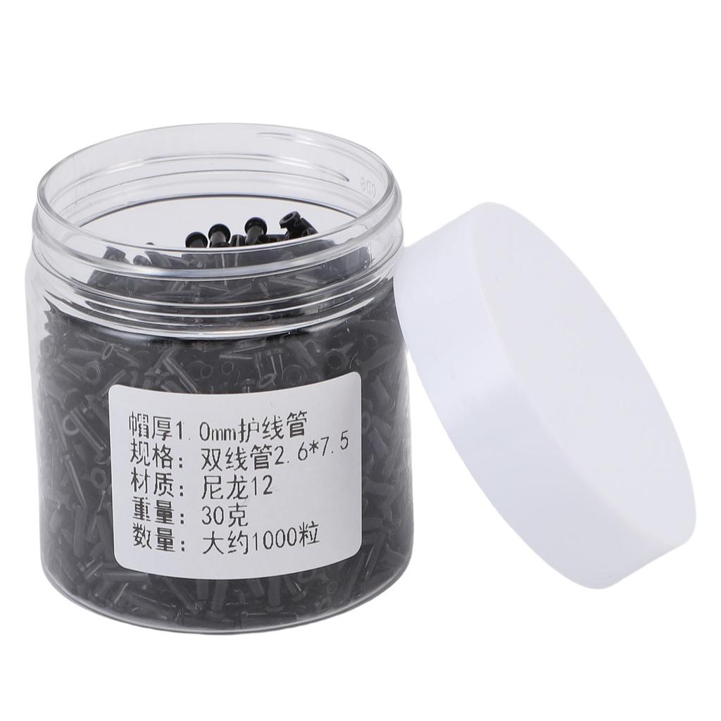 Badminton String Protector Nylon 12 Badminton Grommets 0.10x0.3in Badminton Racket Line Hole Protector Set Black