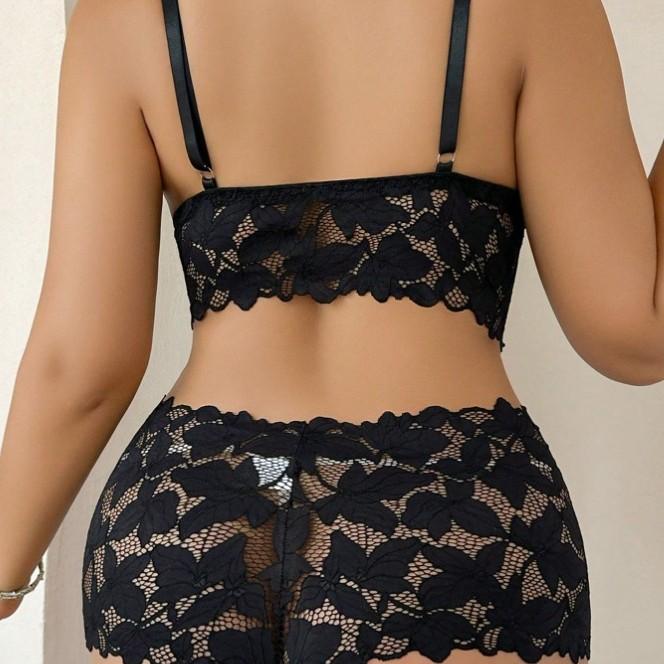 European and American sexy lace erotic underwear perspective temptation pajamas loungewear women's two-piece suit