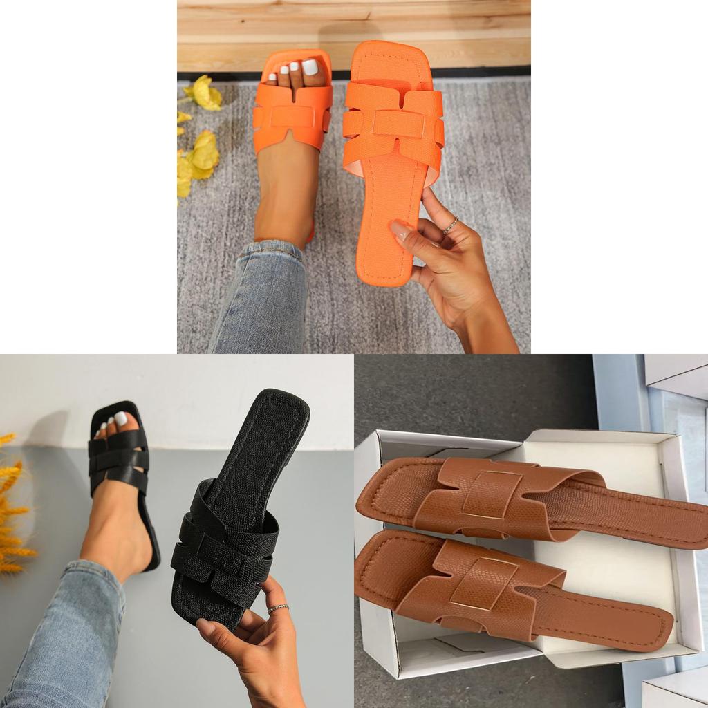 Summer Beach Shoes For Women With Leather Splicing Waterproof Lightweight Slipon Sandals