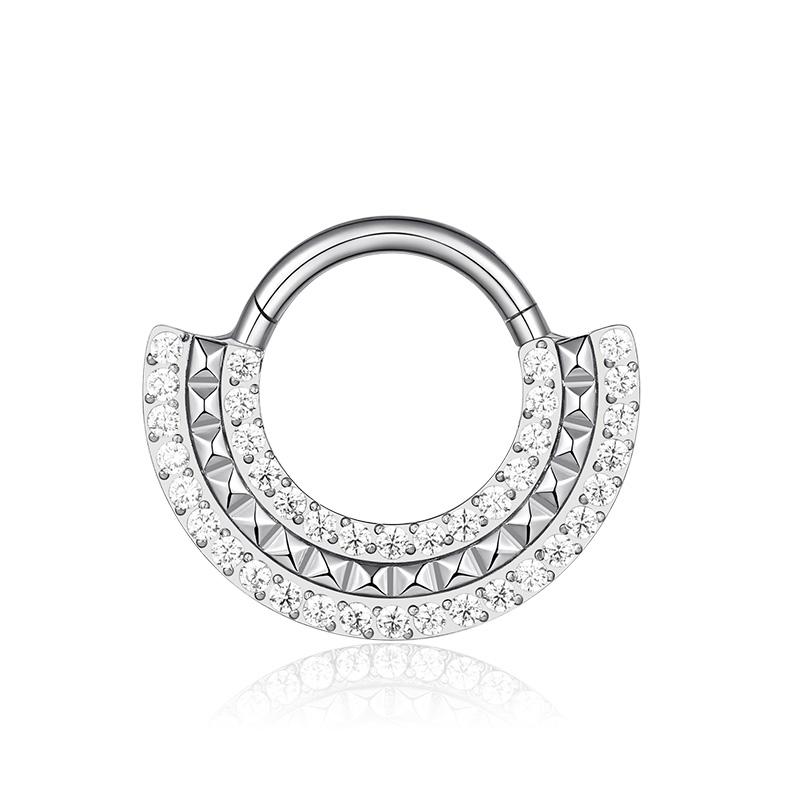 ASTM F136 Titanium with CZ Hinged Nose Ring 16G Septum Clicker Piercing Septum Daith Helix Tragus Earrings New Body Jewelry