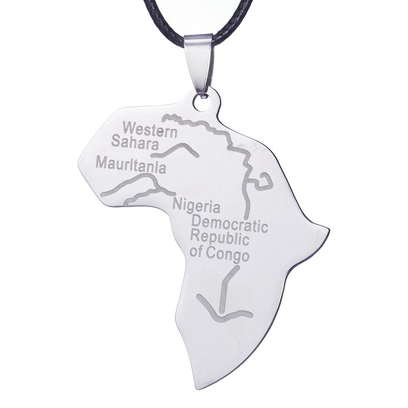 ZRM Jewelry Acero Inoxidable Moda Mapa de África Colgante Collar Para Hombres Mujeres Regalos