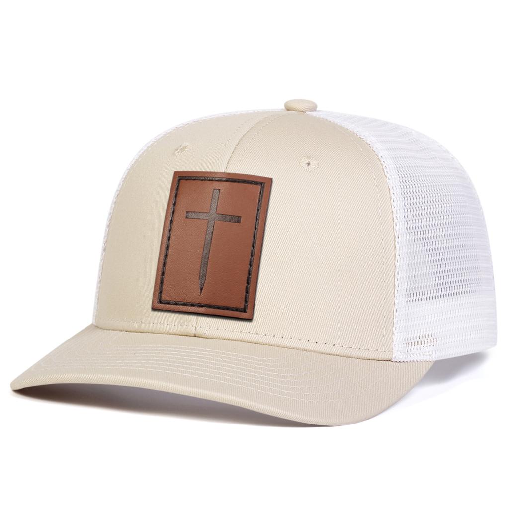 Men Sword Cross Brown Leather Patch Baseball Cap Micro Curved Hats Outdoor Sunscreen Leisure Caps Spring Autumn Travel Tourism Beach Vacation