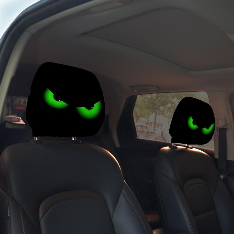 2PCS Car Headrest Covers Double-Sided Cute Funny Cartoon Eyes Car Seat Head Rest Protector for Auto Front Seat Rest Decoration