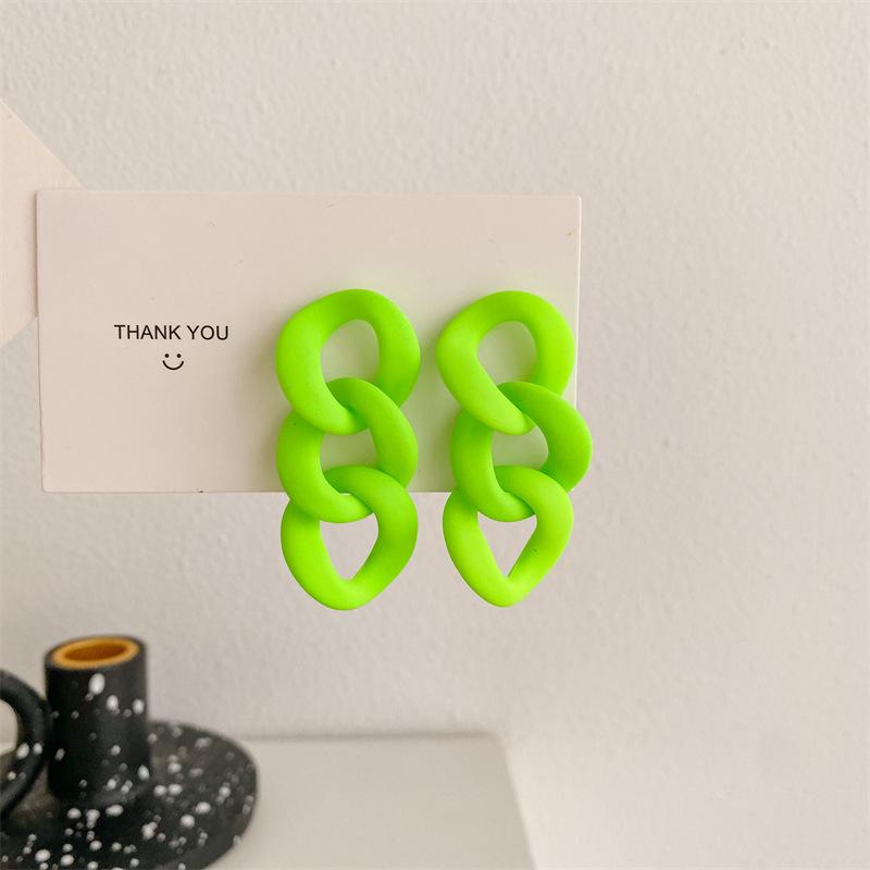 Statement Colorful Acrylic Cuban Chain Drop Earrings for Women Trendy Matte Link Chain Long Dangle Earring Korea Fashion Jewelry