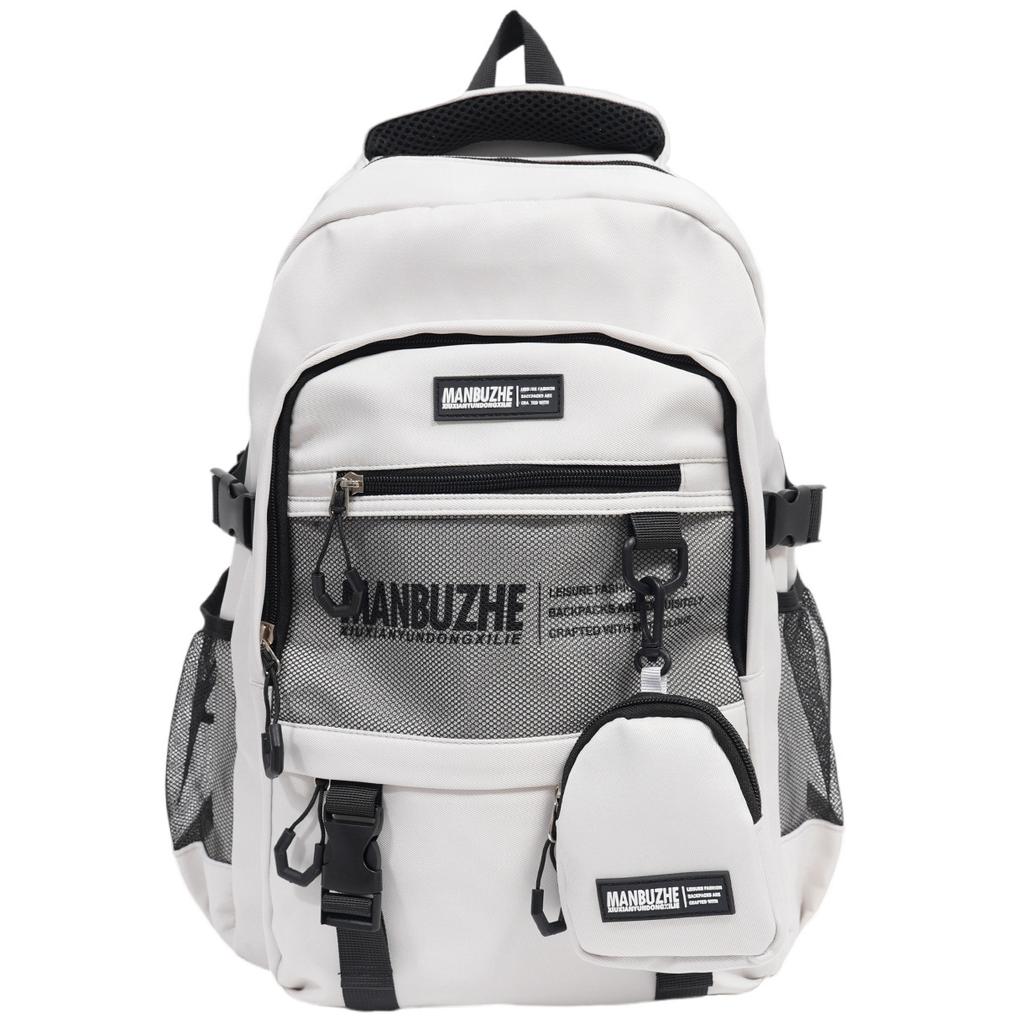 Japanese ins trendy brand net pocket backpack large-capacity travel computer backpack male versatile junior high school student schoolbag