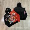 Americká Vintage Volná Mikina s Výšivkou a Kalhoty Širokého Střihu Set Pro Dospívající Ležérní Streetwear