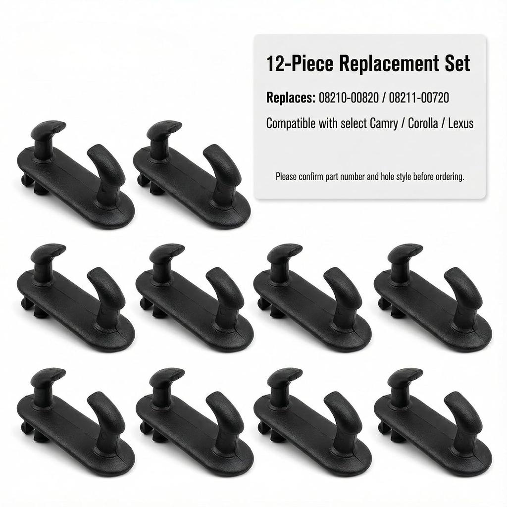 12 stuks Autovloermat Clips, Universele Pasvorm voor Toyota Lexus, Antislip Laadruimte Mat Bevestigingshaken, Zwart