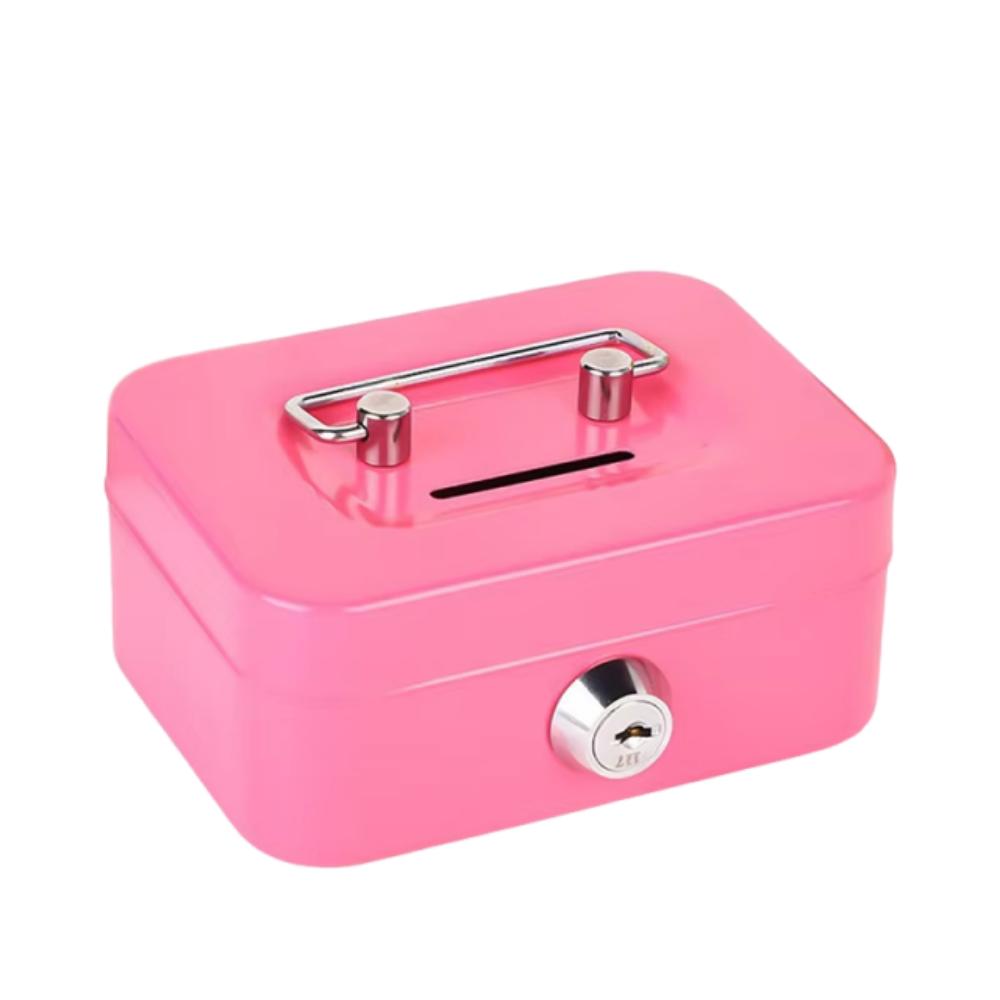 Creative Mini Lockable Cash Box Metal Sturdy Construction Money Safe Case with Handle Portable Lock Box for Adults