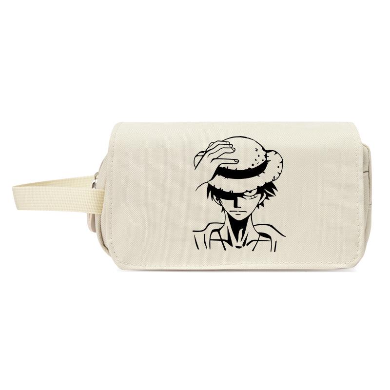 One Piece Large Capacity Pencil Case - Luffy, Zoro, Ace, Law, Sanji Japanese Style Student Stationery Bag