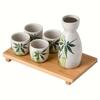 5 buc/set Set de pahare de vin din ceramică cu model creativ, ceașcă și ceainic din ceramică portabil pentru camping în aer liber, picnic, cadou de aniversare