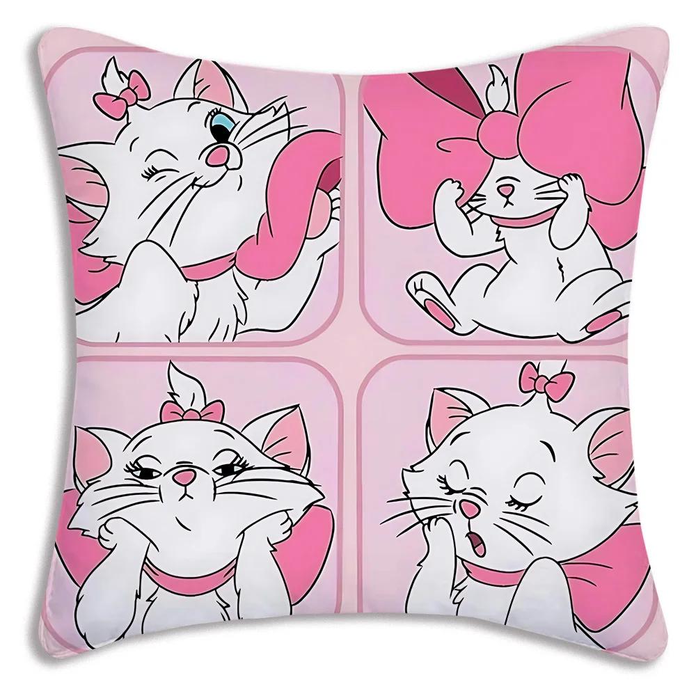 Cute Mary Cat Disneys Pillow Covers Cartoon Sofa Decorative Home Double-sided Printing Short Plush Cute Cushion Cover
