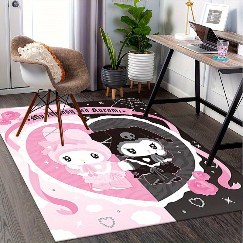 1pc My Melody and Kuromi Cute Cartoon Character Office Desk Mat Under Chair Rug Gift Universal Anti-Slip Floor Mat for Home Decorative Carpe