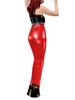 High-Waisted Faux Leather Latex Pencil Skirt
