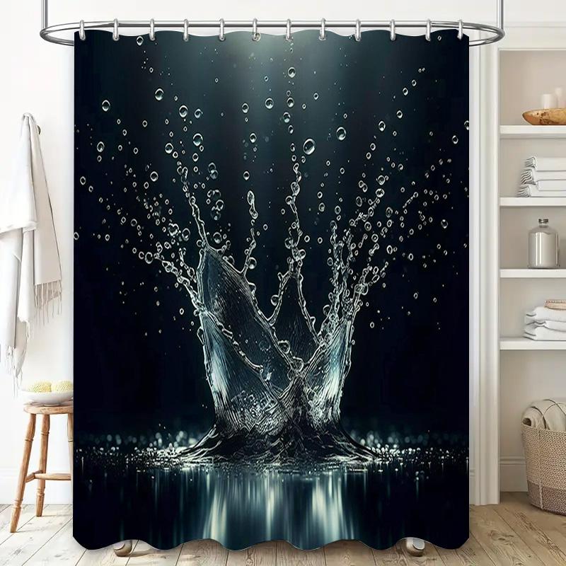 Water Splash Shower Curtain Black Magic Design for Bathroom Decorations Waterproof Fabric with Eyelets Ring Holder (Suitable for
