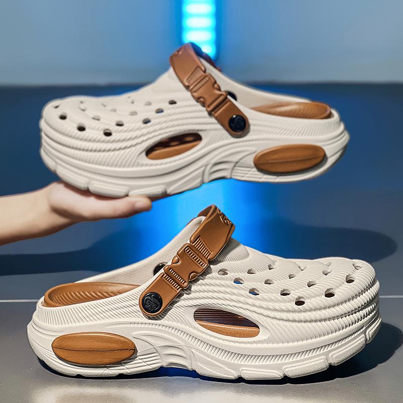 Round Toe Eva Thick Bottom Clogs Footwear Summer Spring Men'S Leisure Ventilated New Design Color Block Everyday Cozy Footwear