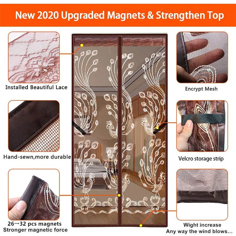 Portable Summer Mosquito-Proof Door Curtain Magnetic Screen Door Punch-Free Partition Door Curtain Mosquito-Proof