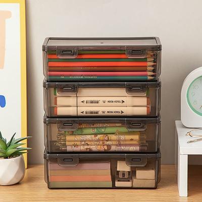 Transparent Pencil Case Box Large-Capacity Stackable Storage Box Office School Pencil Case Supplies Pencil Storage