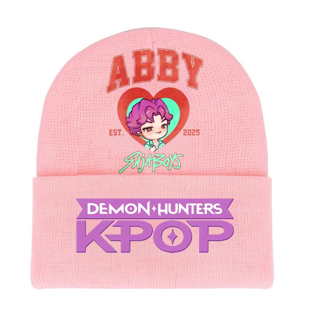 Kpop Demon Hunters HUNTRIX SAJABOYS Letter Printed Rolled-edge Woolen Knitted Cap Thickened Cold Season Adult Hat Fans Birth Date Present