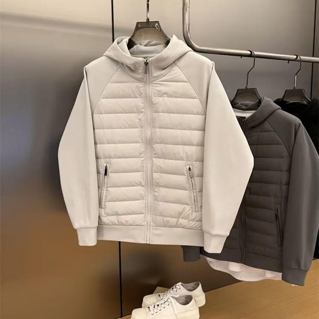 

Мужская легкая хлопковая куртка с капюшоном — модный стиль унисекс для осени/зимы 2024 года M белый