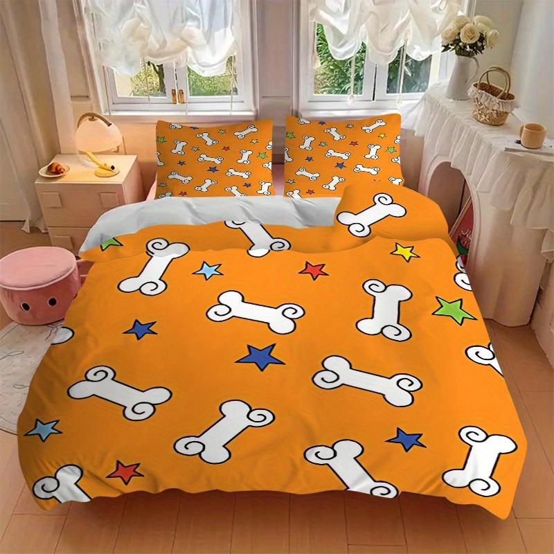 3pcs set Dog Bone Stars 1 Quilt Cover + 2 Pillowcases, All Seasons Bedroom Setting, Perfect for Home and Dorm Decor a193