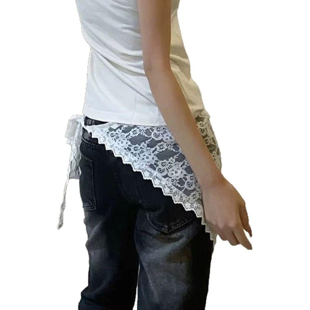 Trendy Lace Half Skirt Flower Embroidery Korean Spring Headscarf Lace Trim Apron Skirt Accessories