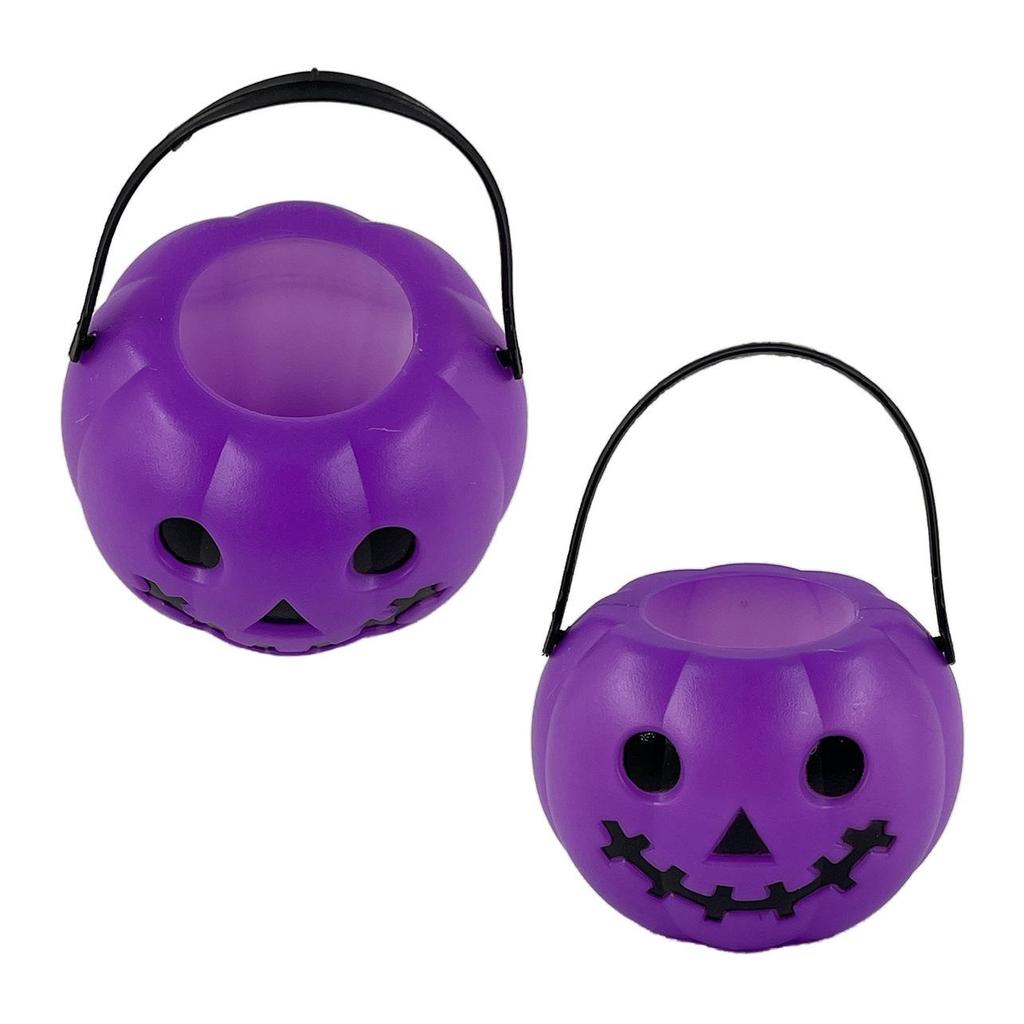 Halloween Pumpkin & Ghost Buckets: Witch, Purple Pumpkin, Skull Decorations