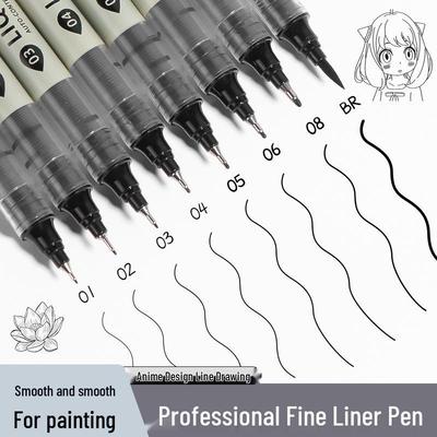High-Capacity Black Waterproof Fine Liner Brush Pen for Students & Artists