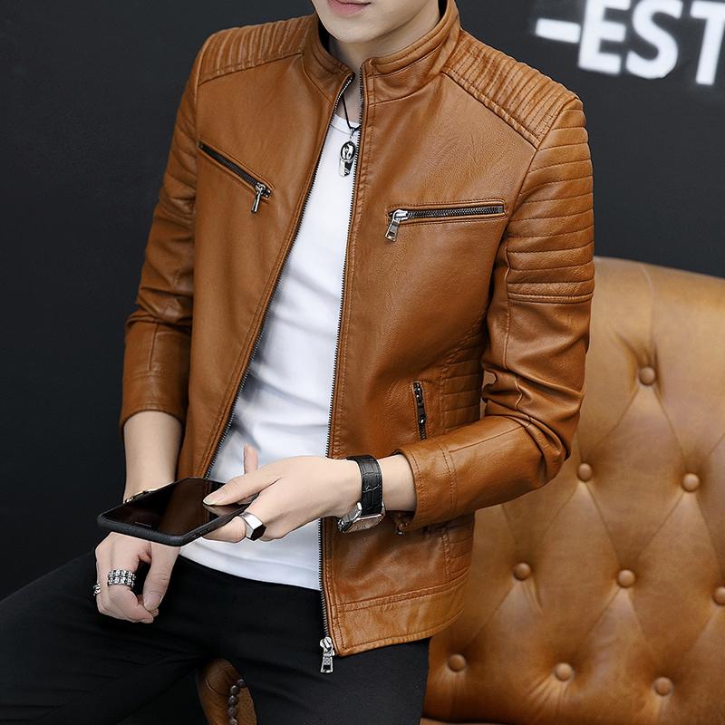 Spring and Autumn Trendy Motorcycle Style Velvet for Men Fashionable Men's Casual Punk Stand-up Collar Windproof Jacket