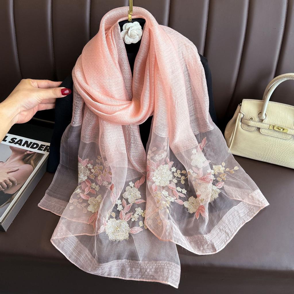 2025 Silk Women Scarf Warm Wool Shawls Lady Wraps Elegant Bufanda Floral Pashmina Embroidery Scarves Foulard  Hijab