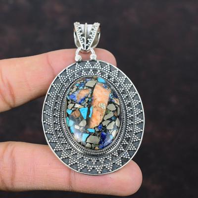 Ciondolo Multi Turchese in Rame Gioielli con Pietre Preziose Autentiche Ciondolo in Argento Sterling 925 Ciondolo Vintage Regalo per Amico Gioielli Incredibili Fatti a Mano