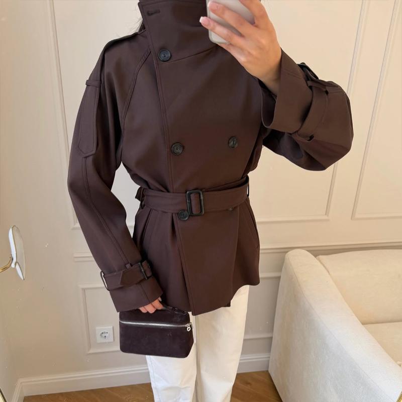 Cropped Stand Collar Windbreaker Women Double