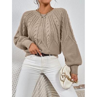 Autumn/Winter New Women's Solid Color Cable Knit Pullover Sweater Basic Soft Sweaters For Women Jacquard Tops