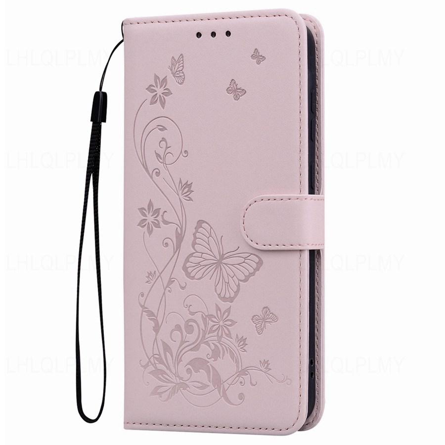 Sommerfugl Lær Flip Telefonveske For Samsung Galaxy A36 A56 5G A26 A16 Honor X9C X7C Xiaomi Redmi Note 13 14 Pro Stropp Lommebok Bok Kortspor Deksel