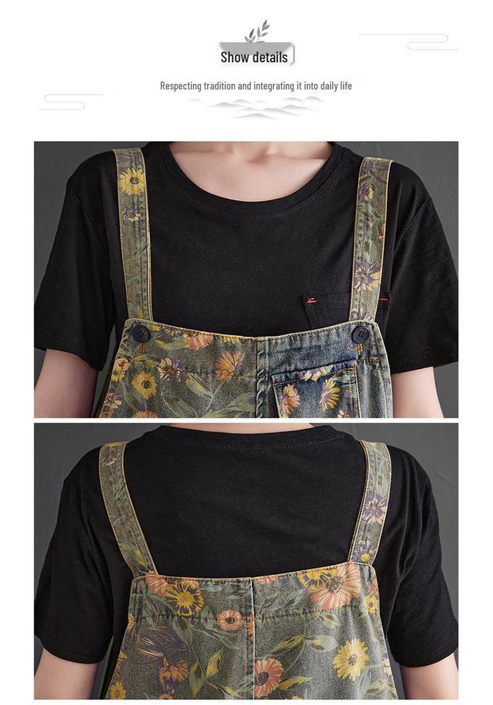 Women's Retro Nostalgic Denim Ripped Overalls - Spring/Summer Loose Lantern Jumpsuit